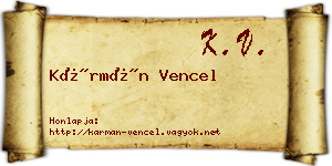 Kármán Vencel névjegykártya